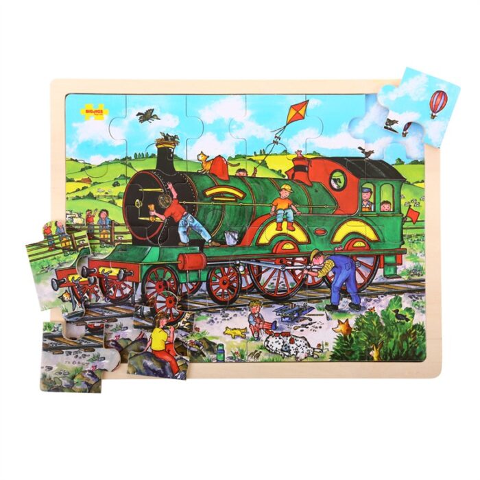 Bigjigs Drevené puzzle vlak 24 dielikov