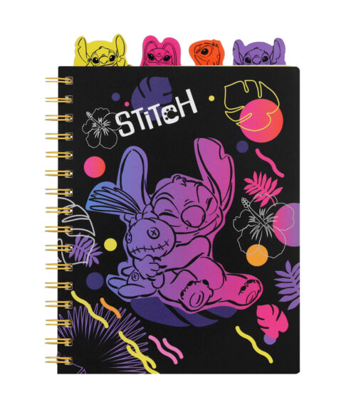 Zápisník špirálový A5 so záložkami Stitch Black