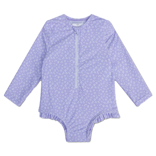Plavky s dlhým rukávom s UPF 50+ Lila Leopard