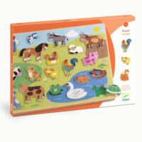 Drevené edukačné puzzle Farmárske zvieratká – náhľad 1