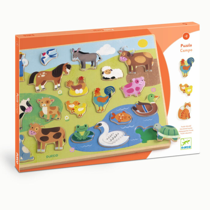 Drevené edukačné puzzle Farmárske zvieratká