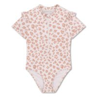 Plavky s krátkym rukávom s UPF 50+ Beige Leopard – náhľad 1