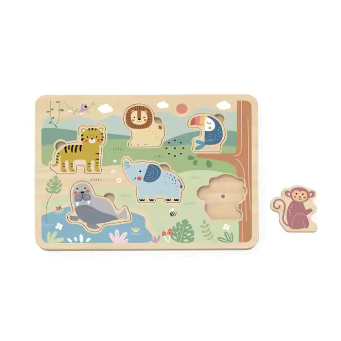 Puzzle so zvukmi Zvieratká z džungle Pastel