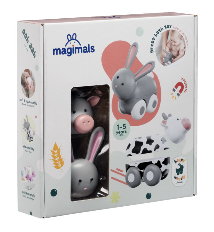 Magnetické zvieratká Magimals Wheely Zajac / Krava
