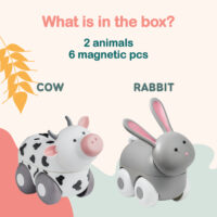 Magnetické zvieratká Magimals Wheely Zajac / Krava – náhľad 2