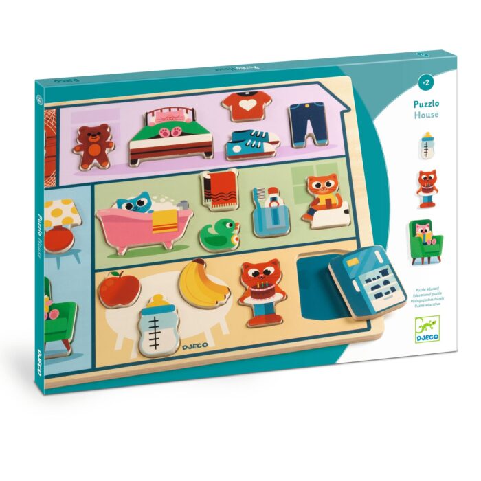 Drevené edukačné puzzle Dom