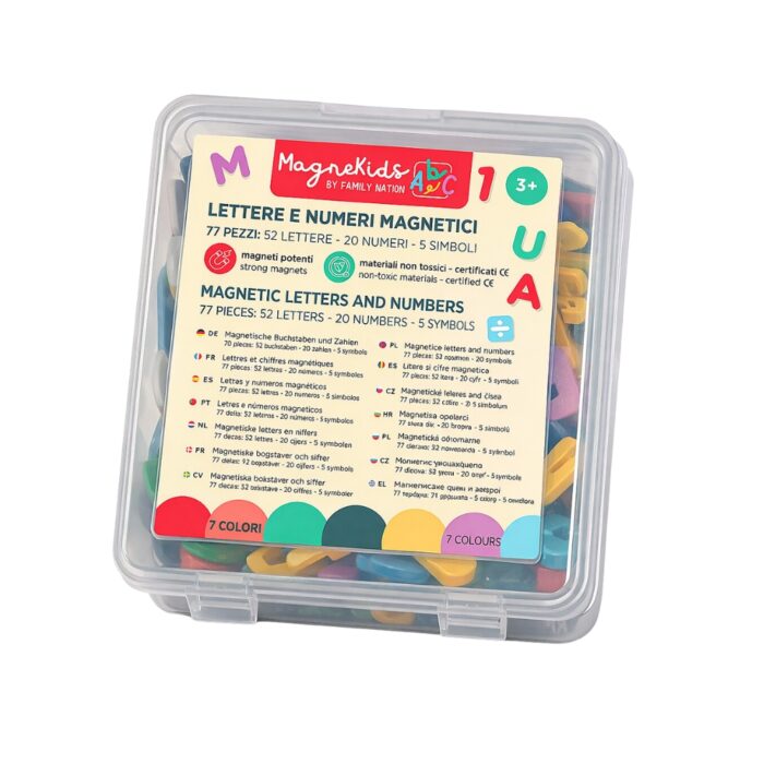 MagneKids Sada 77 magnetických písmen a čísel Pastelová