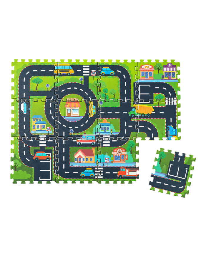Montessori Puzzle hracia podložka City 12 dielov