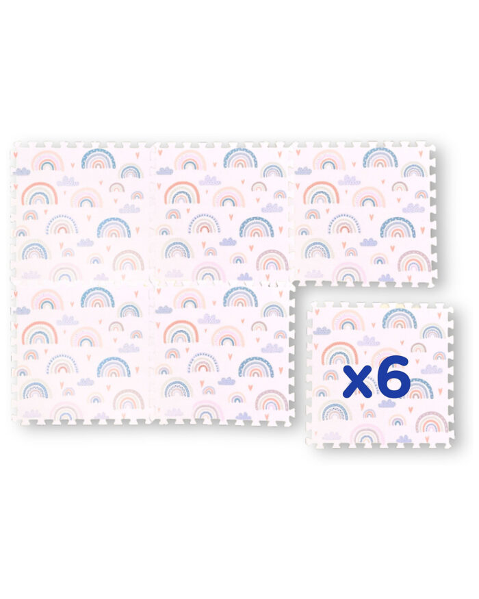Montessori Puzzle hracia podložka Rainbow 6 dielov 175 x 117 cm