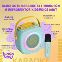 Bluetooth Karaoke set mikrofón a reproduktor KidsVoice Mint – náhľad 3