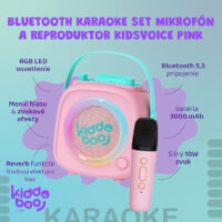 Bluetooth Karaoke set mikrofón a reproduktor KidsVoice Pink – náhľad 3